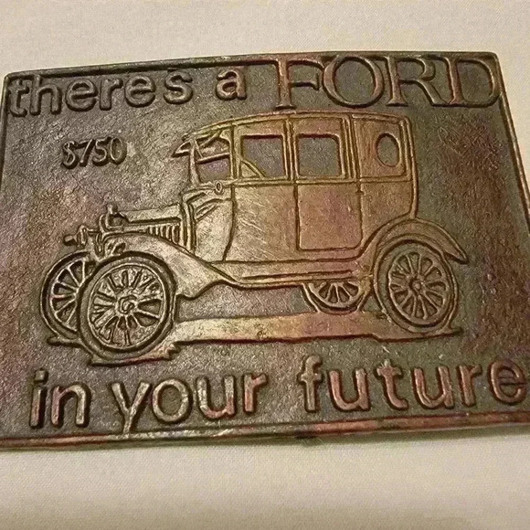 Vintage Brass "There's A Ford in Your Future. Buckle - Picture 1 of 3